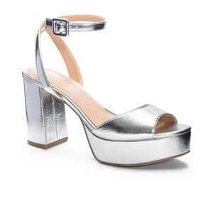 Chinese Laundry Metallic Silver Platform Heels